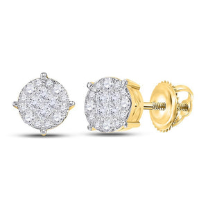 14kt Yellow Gold Womens Princess Diamond Fashion Cluster Earrings 2.00 Cttw