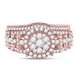 14kt Rose Gold Womens Round Diamond Bridal Wedding Engagement Ring Band Set 1.00 Cttw