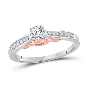 14kt White Gold Womens Round Diamond Solitaire Bridal Wedding Engagement Ring 1/3 Cttw (Certified)