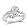 14kt White Gold Womens Round Diamond 2-stone Bridal Wedding Engagement Ring 1.00 Cttw (Certified)