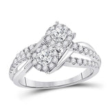 14kt White Gold Womens Round Diamond 2-stone Bridal Wedding Engagement Ring 1.00 Cttw (Certified)