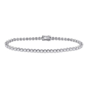 14kt White Gold Womens Round Diamond Timeless Tennis Bracelet 3.00 Cttw