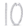 14kt White Gold Womens Round Diamond Inside-Outside Hoop Earrings 1.00 Cttw
