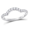 14kt White Gold Womens Round Diamond Wrap Ring Guard Enhancer 1/2 Cttw