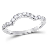 14kt White Gold Womens Round Diamond Wrap Ring Guard Enhancer 1/2 Cttw