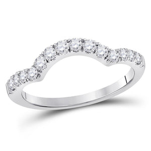 14kt White Gold Womens Round Diamond Wrap Ring Guard Enhancer 1/2 Cttw