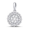 14kt White Gold Womens Round Diamond Flower Cluster Pendant 1/2 Cttw