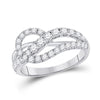 14kt White Gold Womens Round Diamond Crossover Band Ring 1.00 Cttw