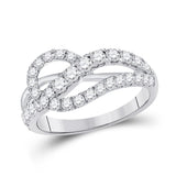 14kt White Gold Womens Round Diamond Crossover Band Ring 1.00 Cttw