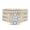 14kt Yellow Gold Womens Princess Diamond Bridal Wedding Engagement Ring Band Set 1-1/2 Cttw