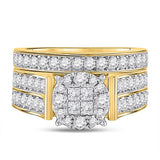 14kt Yellow Gold Womens Princess Diamond Bridal Wedding Engagement Ring Band Set 1-1/2 Cttw