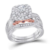 14kt Two-tone Gold Womens Round Diamond Bridal Wedding Engagement Ring Band Set 1.00 Cttw (Certified)