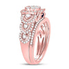 14kt Rose Gold Womens Round Diamond Bridal Wedding Engagement Ring Band Set 1.00 Cttw
