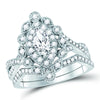 14kt White Gold Womens Marquise Diamond Bridal Wedding Engagement Ring Band Set 1.00 Cttw (Certified)