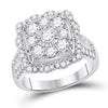 14kt White Gold Womens Round Diamond Right Hand Flower Cluster Ring 2.00 Cttw