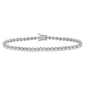 14kt White Gold Womens Round Diamond Classic Tennis Bracelet 4.00 Cttw