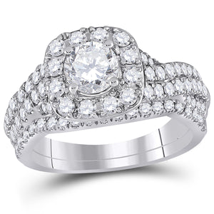 14kt Two-tone Gold Womens Round Diamond Bridal Wedding Engagement Ring Band Set 1-3/4 Cttw (Certified)