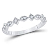 14kt White Gold Womens Round Diamond Geometric Stackable Band Ring 1/8 Cttw