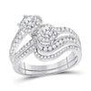 14kt White Gold Womens Round Diamond Bridal Wedding Engagement Ring Band Set 1.00 Cttw (Certified)