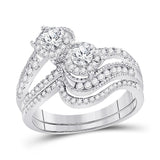 14kt White Gold Womens Round Diamond Bridal Wedding Engagement Ring Band Set 1.00 Cttw (Certified)