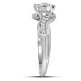 14kt White Gold Womens Round Diamond Solitaire Bridal Wedding Engagement Ring 1/3 Cttw