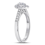 14kt White Gold Womens Pear Diamond Solitaire Bridal Wedding Engagement Ring 1/2 Cttw (Certified)