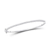 14kt White Gold Womens Round Diamond Classic Bangle Bracelet 1.00 Cttw