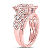 14kt Rose Gold Womens Round Diamond Bridal Wedding Engagement Ring Band Set 1.00 Cttw