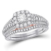14kt Two-tone Gold Womens Round Diamond Bridal Wedding Engagement Ring Band Set 1.00 Cttw (Certified)