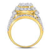 14kt Yellow Gold Womens Round Diamond Cluster Bridal Wedding Engagement Ring 3.00 Cttw