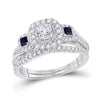 14kt White Gold Womens Princess Diamond Sapphire Engagement Ring Band Set 1.00 Cttw (Certified)