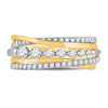 14kt Yellow Gold Womens Round Diamond Graduated Crossover Band Ring 1/2 Cttw