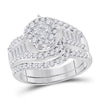 14kt White Gold Womens Princess Diamond Bridal Wedding Engagement Ring Band Set 1-1/4 Cttw