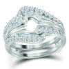14kt White Gold Womens Baguette Diamond Wrap Ring Guard Enhancer 3/4 Cttw