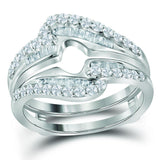 14kt White Gold Womens Baguette Diamond Wrap Ring Guard Enhancer 3/4 Cttw