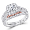 14kt Two-tone Gold Womens Round Diamond Bridal Wedding Engagement Ring Band Set 1.00 Cttw (Certified)