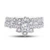 14kt Two-tone Gold Womens Round Diamond Starburst Bridal Wedding Ring Set 3/4 Cttw (Certified)