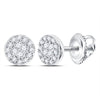 14kt White Gold Womens Princess Diamond Fashion Cluster Earrings 1/6 Cttw
