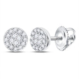 14kt White Gold Womens Princess Diamond Fashion Cluster Earrings 1/6 Cttw