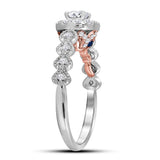 14kt Two-tone Gold Womens Round Diamond Solitaire Bridal Wedding Engagement Ring 3/4 Cttw (Certified)