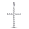 14kt White Gold Womens Round Diamond Cross Faith Pendant 1/4 Cttw
