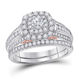 14kt Two-tone Gold Womens Round Diamond Bridal Wedding Engagement Ring Band Set 1.00 Cttw (Certified)