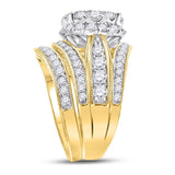 14kt Yellow Gold Womens Princess Diamond Bridal Wedding Engagement Ring Band Set 2-1/2 Cttw