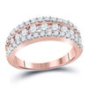14kt Rose Gold Womens Round Brown Diamond Band Ring 1.00 Cttw