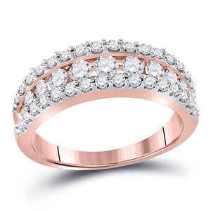 14kt Rose Gold Womens Round Brown Diamond Band Ring 1.00 Cttw