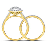 14kt Yellow Gold Womens Round Diamond Bridal Wedding Engagement Ring Band Set 1.00 Cttw (Certified)