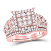 14kt Rose Gold Womens Round Diamond Bridal Wedding Engagement Ring Band Set 1.00 Cttw