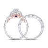 14kt Two-tone Gold Womens Round Diamond Bridal Wedding Engagement Ring Band Set 5/8 Cttw (Certified)