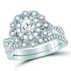 14kt White Gold Womens Round Diamond Halo Bridal Wedding Engagement Ring Band Set 1.00 Cttw (Certified)