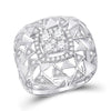 14kt White Gold Womens Round Diamond Geometric Cocktail Ring 1.00 Cttw